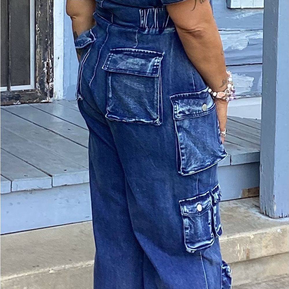 Stylish Blue Cargo Women Jeans